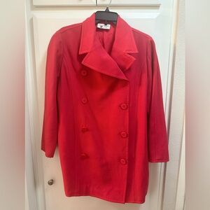 Vintage Courrēges Paris Women's Red Double-Breasted Coat Space Age